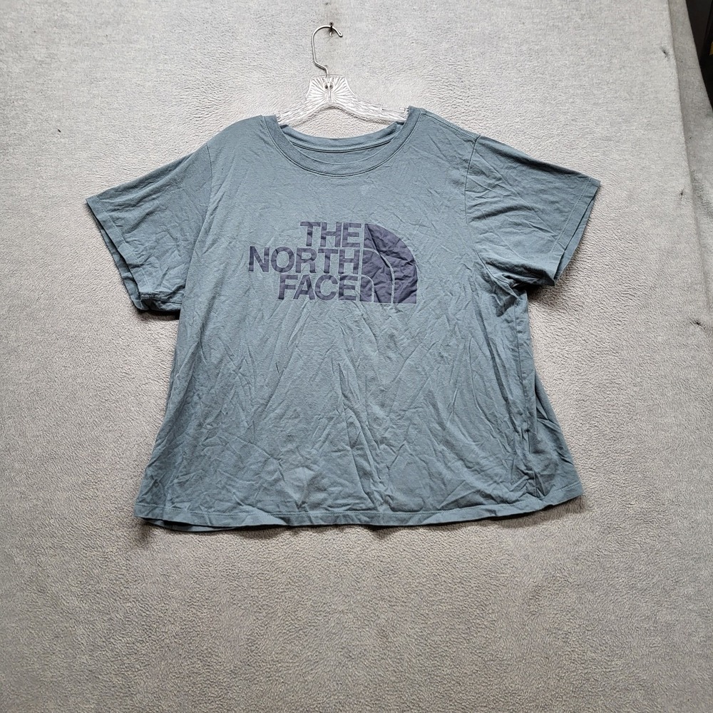 The North Face Women Shirt 3X Blue Logo Crew Neck Pullover